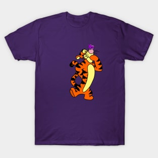 Tiger with Awareness Ribbon Butterfly (Purple) T-Shirt